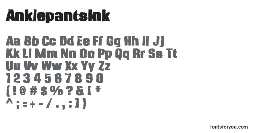 Czcionka Anklepantsink – alfabet, cyfry, specjalne znaki