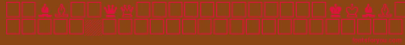 フォントCheq – 赤い文字が茶色の背景にあります。