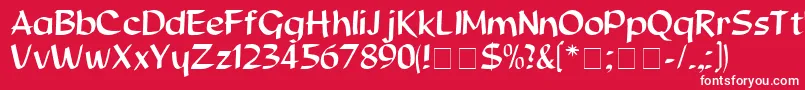 Czcionka BeauregardDisplaySsi – białe czcionki na czerwonym tle
