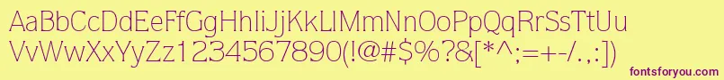 ItcQuorumLtLight Font – Purple Fonts on Yellow Background
