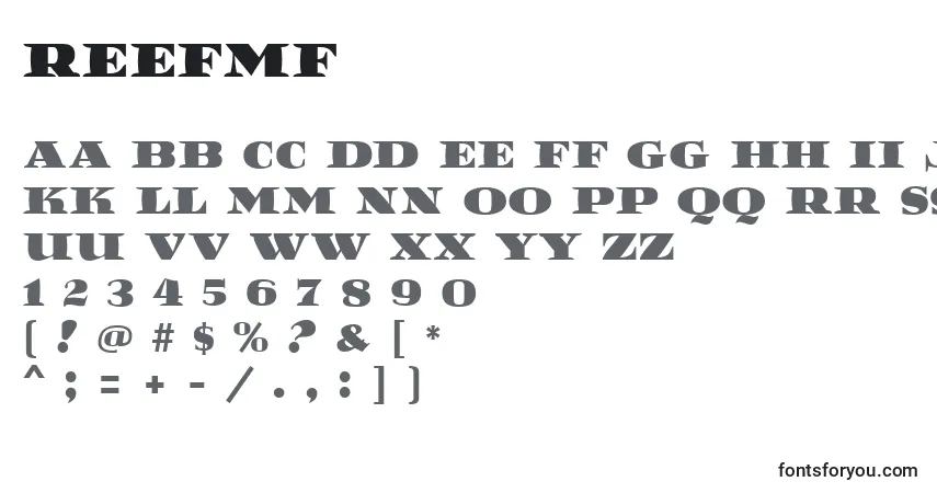 A fonte ReefMf – alfabeto, números, caracteres especiais