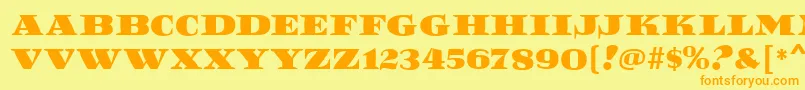 フォントReefMf – オレンジの文字が黄色の背景にあります。