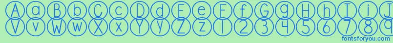 DjbStandardizedTest Font – Blue Fonts on Green Background