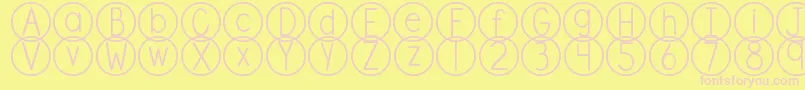DjbStandardizedTest-fontti – vaaleanpunaiset fontit keltaisella taustalla