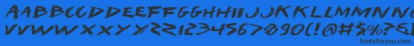 IWantMyTtrExpanded-Schriftart – Schwarze Schriften auf blauem Hintergrund