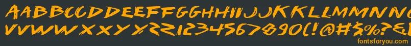 フォントIWantMyTtrExpanded – 黒い背景にオレンジの文字