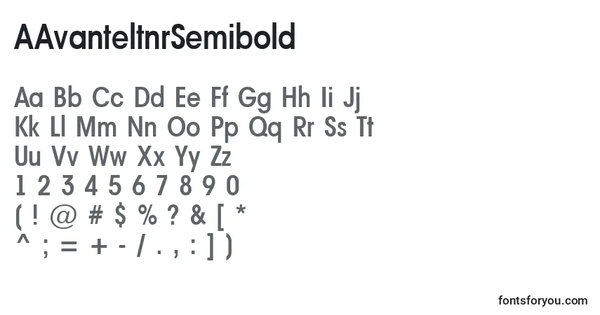 characters of aavanteltnrsemibold font, letter of aavanteltnrsemibold font, alphabet of  aavanteltnrsemibold font