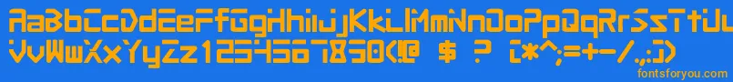 フォントProc2 – オレンジ色の文字が青い背景にあります。