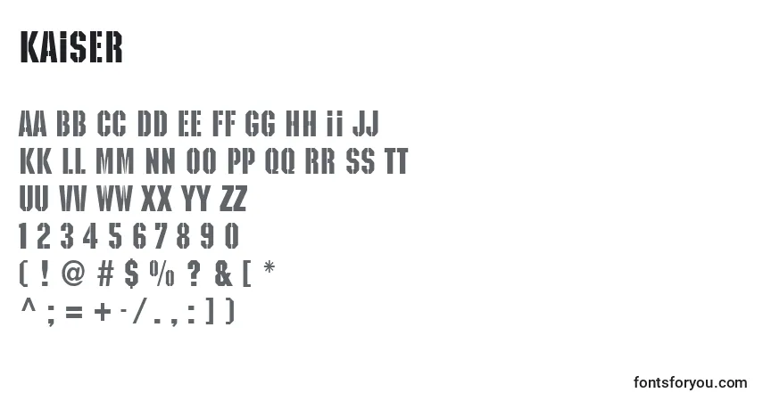 Czcionka Kaiser – alfabet, cyfry, specjalne znaki