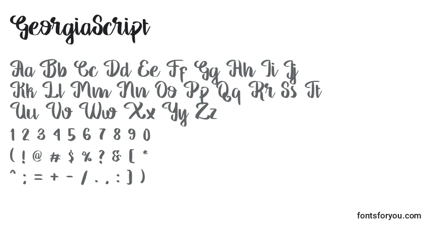 Fuente GeorgiaScript - alfabeto, números, caracteres especiales