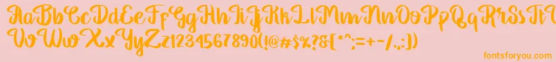 GeorgiaScript-Schriftart – Orangefarbene Schriften auf rosa Hintergrund