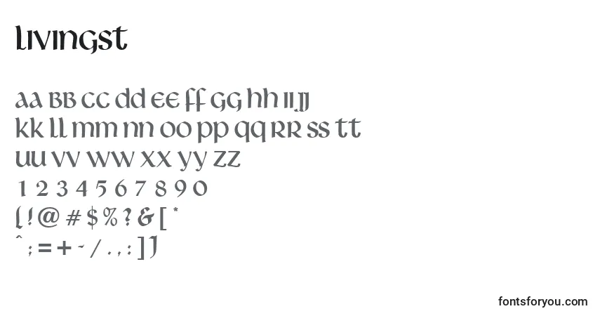 Schriftart Livingst – Alphabet, Zahlen, spezielle Symbole