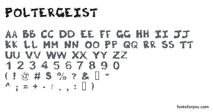 Шрифт Poltergeist – алфавит, цифры, специальные символы