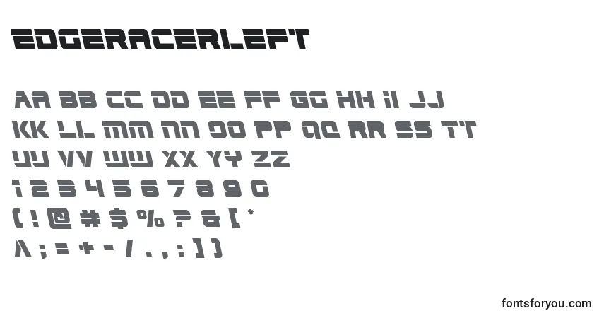Schriftart Edgeracerleft – Alphabet, Zahlen, spezielle Symbole