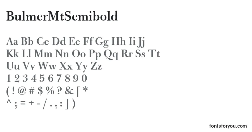 A fonte BulmerMtSemibold – alfabeto, números, caracteres especiais