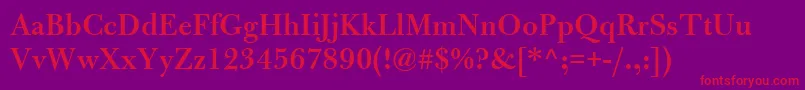 BulmerMtSemibold-Schriftart – Rote Schriften auf violettem Hintergrund