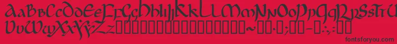 フォントJgjUncial – 赤い背景に黒い文字