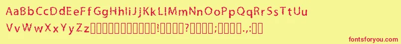 Fonte LilmessyRegular – fontes vermelhas em um fundo amarelo