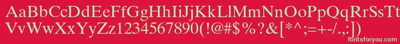 フォントTimestenltstdRoman – 赤い背景に緑の文字