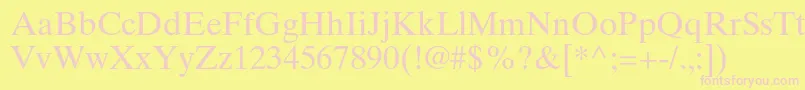 TimestenltstdRoman-fontti – vaaleanpunaiset fontit keltaisella taustalla