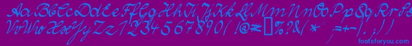 Fonte WolgastTwoNormal – fontes azuis em um fundo violeta