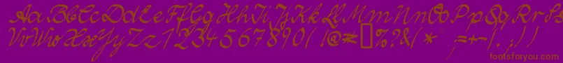 WolgastTwoNormal-Schriftart – Braune Schriften auf violettem Hintergrund