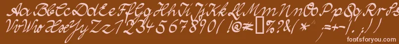 WolgastTwoNormal-fontti – vaaleanpunaiset fontit ruskealla taustalla