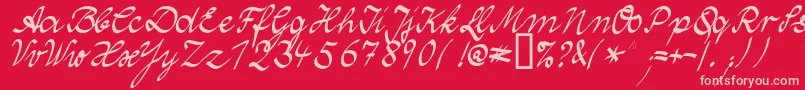 WolgastTwoNormal-fontti – vaaleanpunaiset fontit punaisella taustalla