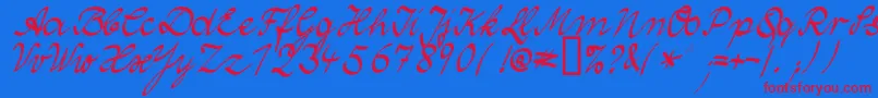 WolgastTwoNormal Font – Red Fonts on Blue Background