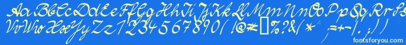 WolgastTwoNormal Font – Yellow Fonts on Blue Background