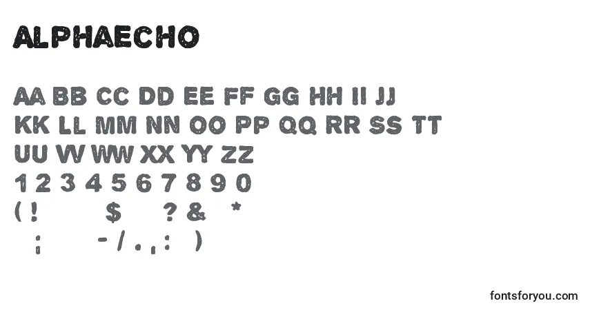 AlphaEcho-fontti – aakkoset, numerot, erikoismerkit