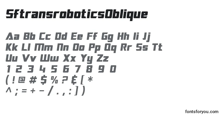 Czcionka SftransroboticsOblique – alfabet, cyfry, specjalne znaki