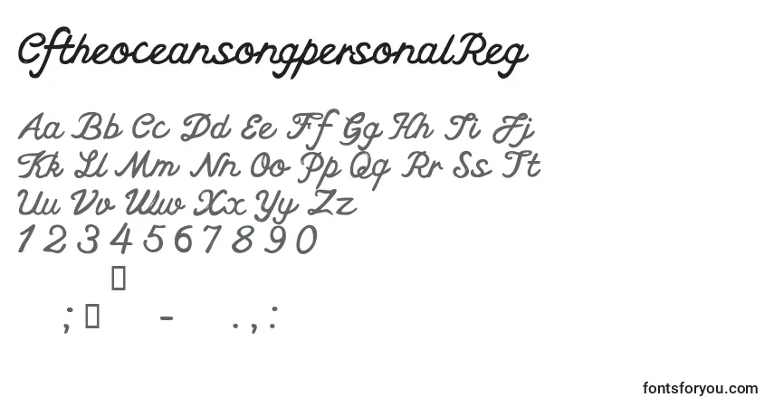 Czcionka CftheoceansongpersonalReg – alfabet, cyfry, specjalne znaki