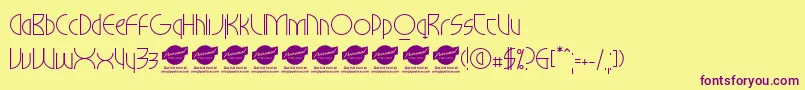 MilkywayhotelPersonaluseonly Font – Purple Fonts on Yellow Background