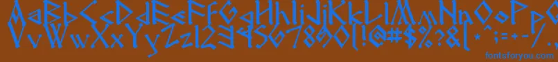 Runenglish2 Font – Blue Fonts on Brown Background