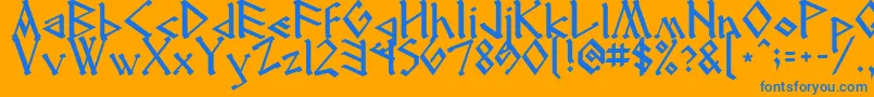 Runenglish2 Font – Blue Fonts on Orange Background