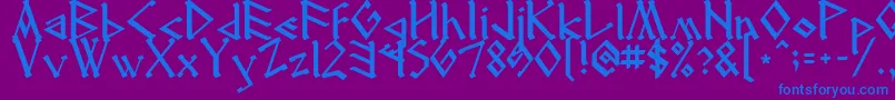 Runenglish2 Font – Blue Fonts on Purple Background