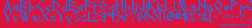 Runenglish2 Font – Blue Fonts on Red Background
