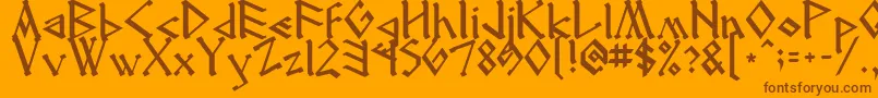 Runenglish2 Font – Brown Fonts on Orange Background