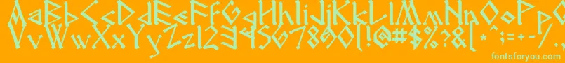 Runenglish2 Font – Green Fonts on Orange Background