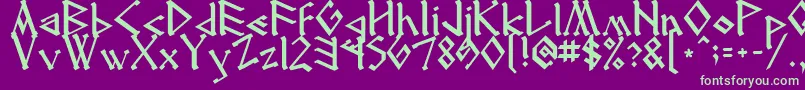 Runenglish2 Font – Green Fonts on Purple Background