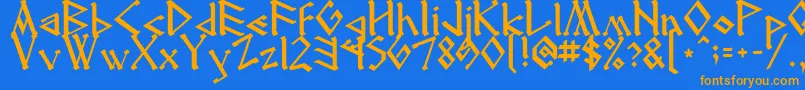 Runenglish2 Font – Orange Fonts on Blue Background