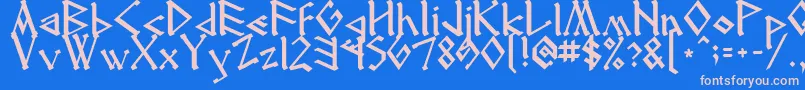 Runenglish2 Font – Pink Fonts on Blue Background