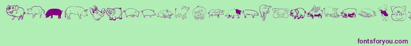フォントPigrules – 緑の背景に紫のフォント