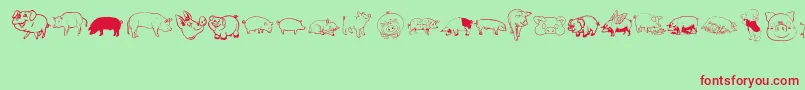 Fonte Pigrules – fontes vermelhas em um fundo verde