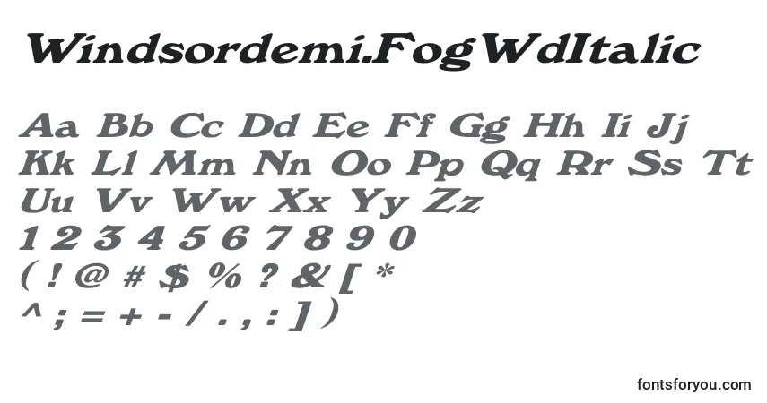 Schriftart Windsordemi.FogWdItalic – Alphabet, Zahlen, spezielle Symbole