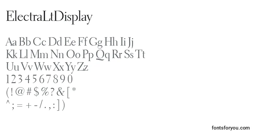 A fonte ElectraLtDisplay – alfabeto, números, caracteres especiais