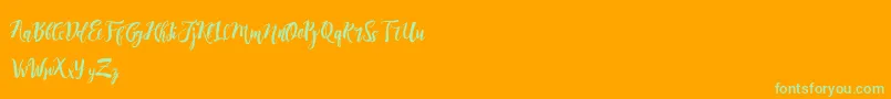 DirtylineRisingBrushFree-Schriftart – Grüne Schriften auf orangefarbenem Hintergrund