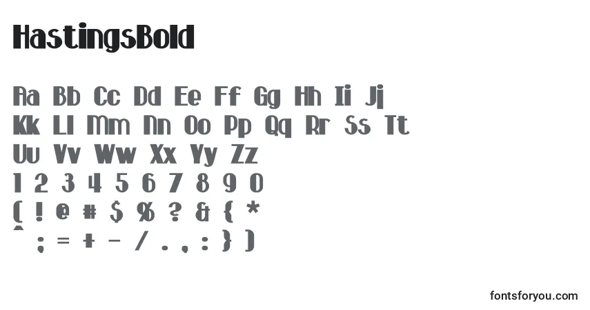 Czcionka HastingsBold – alfabet, cyfry, specjalne znaki