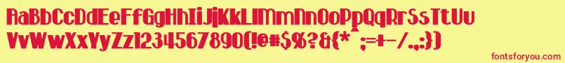 HastingsBold-Schriftart – Rote Schriften auf gelbem Hintergrund